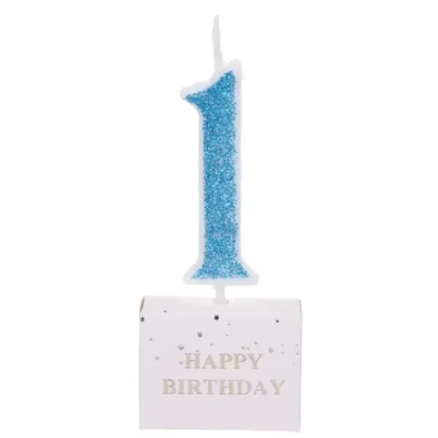 Свеча для торта Цифра Иллюзия «1» 9.5 см, голубой
