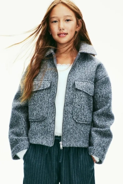 H&M Куртка-рубашка из фетра, серый