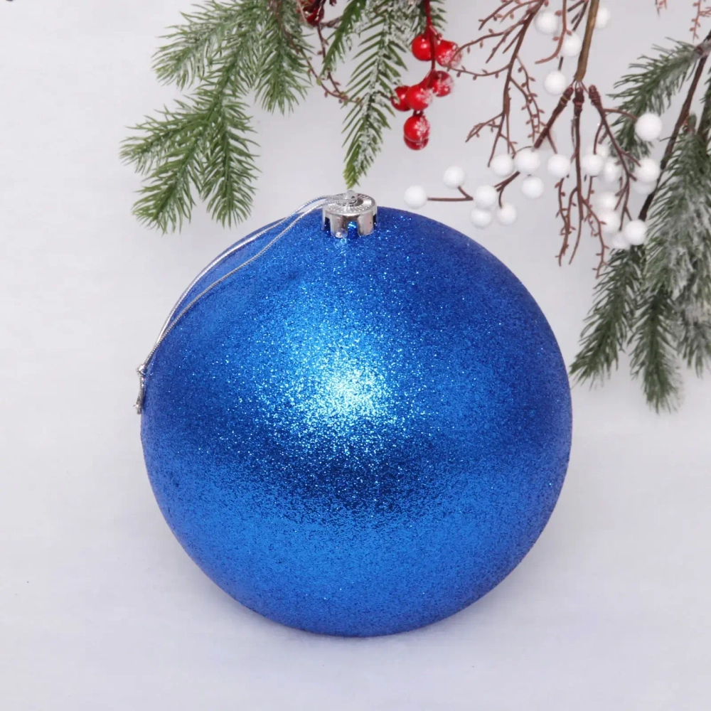 Новогодний шар 20 см «Глиттер», синий