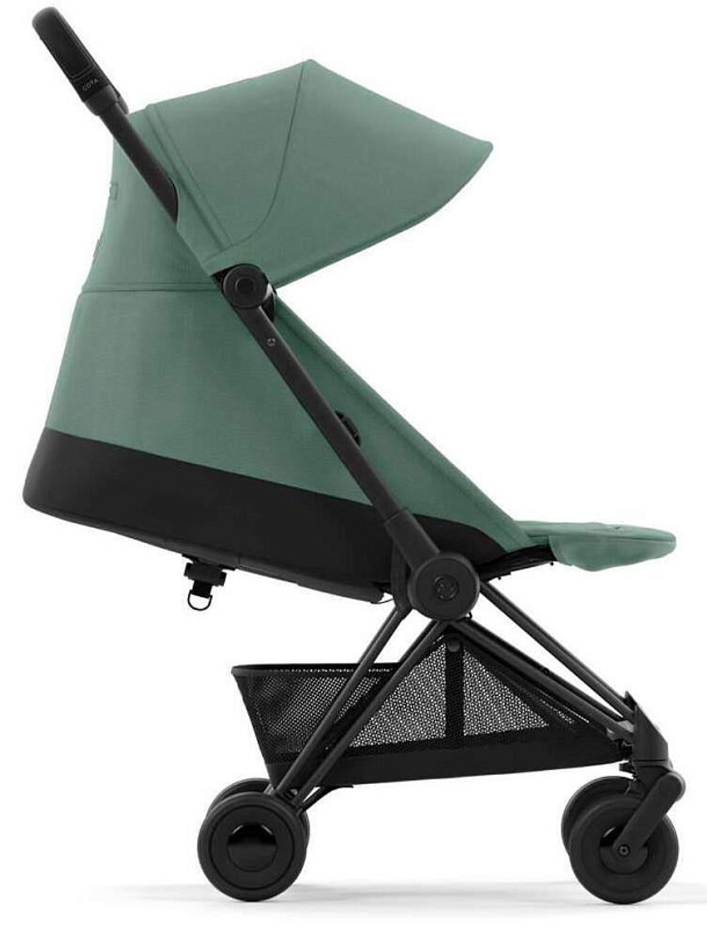 Коляска Cybex Coya Matt Black Frame Cloud G i-Size Fog Grey 2 в 1 Leaf Green с дождевиком и бампером