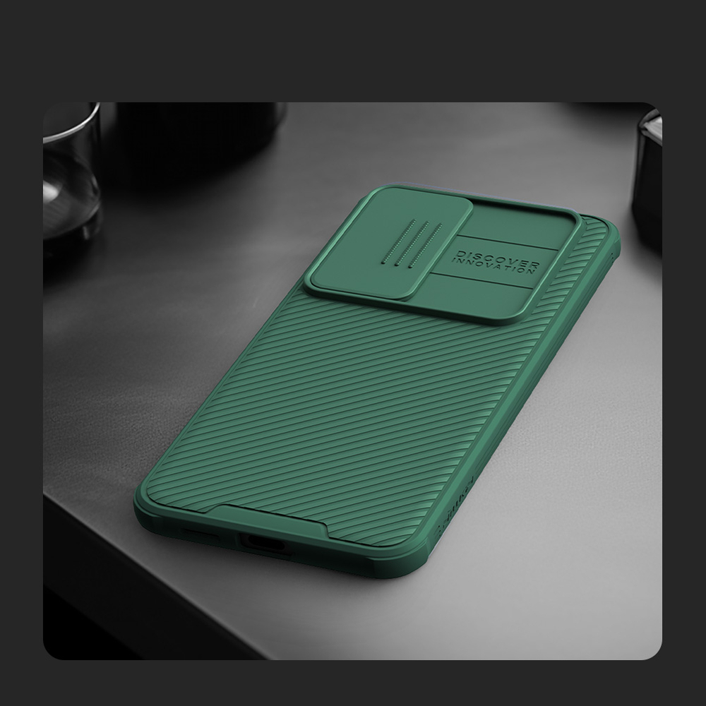 Чехол зеленого цвета с встроенным магнитом для Samsung Galaxy S24, серия CamShield Pro Magnetic от Nillkin