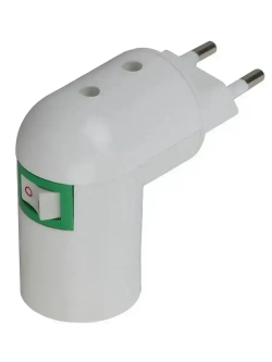 Патрон для лампы e27 ЭРА ACS PRH-E27/S-PLA-WH с вилкой и выключателем от сети