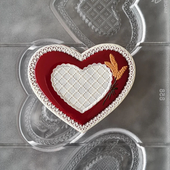 858 | Форма для шоколадных изделий "Сердце с узором"(275*175 мм)