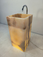 Раковина напольная из оникса Square Yellow ON-65923 45х45х90 из натурального камня