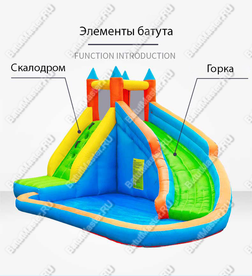 Коммерческий надувной батут "Яркий замок"  4*3*2,2 м