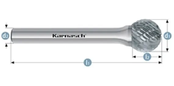 Борфреза твердосплавная Karnasch форма L (конус с закругленной головкой), 3х10х3х38 мм, универсальная насечка HP-3, без покрытия, арт. 11.3081-005