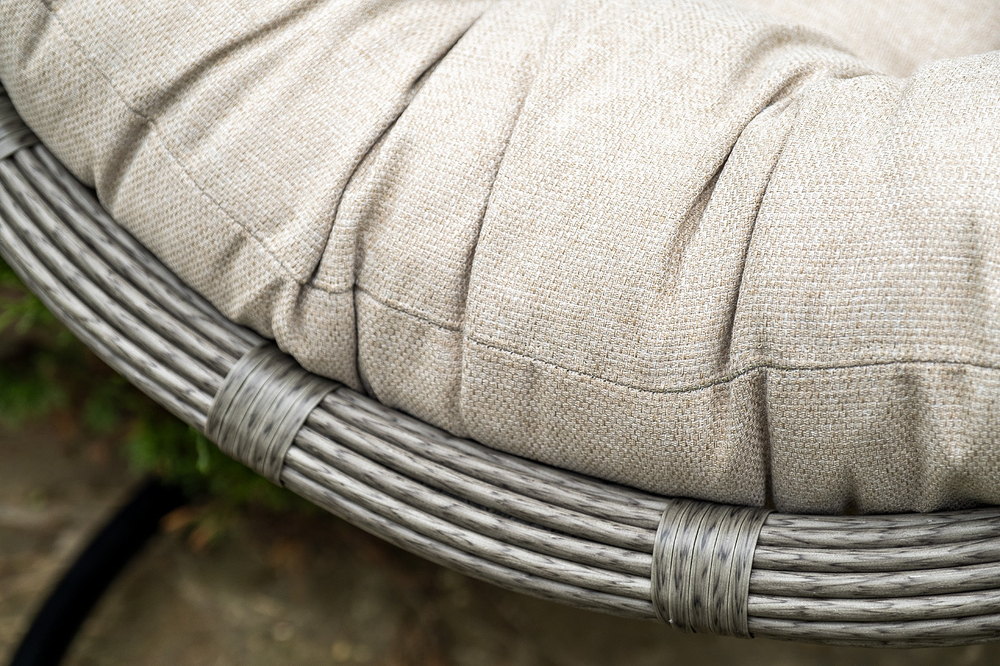 "Венеция" подвесное кресло-кокон из искусственного ротанга, цвет серый с бежевой подушкой