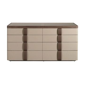 Комод 7203 из кожи, ореха и полированной стали