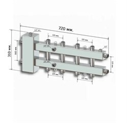 ЭТНА М5 Гидрострелка 80/80 Гидравлический разделитель с коллектором нержавейка Aisi 304