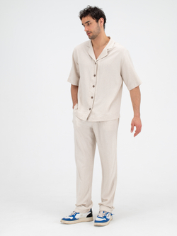 Костюм льняной с брюками. Песок