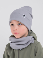 Комплект трикотажный шапка и снуд "Серый"