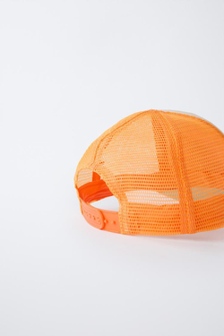 ZARA КЕПКА ИЗ СЕТЧАТОЙ ТКАНИ С ВЫШИВКОЙ «ПАЛЬМЫ», ОРАНЖЕВЫЙ