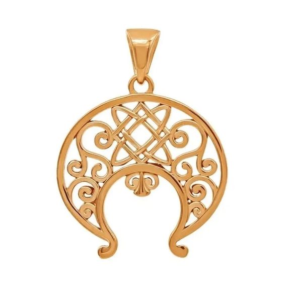 Подвеска «Лунница Лады» из красного золота, вид спереди