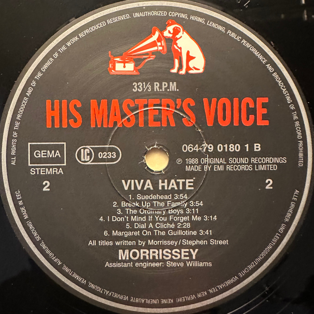 Morrissey ‎– Viva Hate (Европа 1988г.)