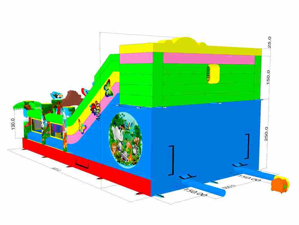 Коммерческий надувной батут «Звериная команда», 9х5х5 м