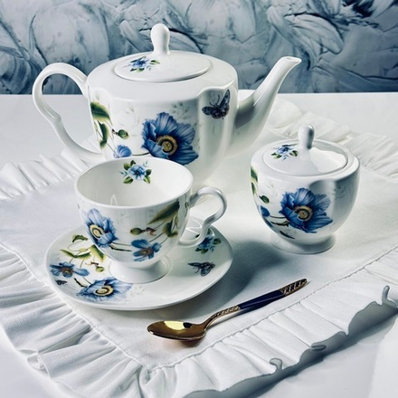 Lenardi 205-994 Чайный сервиз 14пр. 240мл FLOWERS в под.уп.(х3)Костяной фарфор