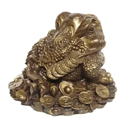 Копилка из гипса «Жаба на деньгах» 20*26см античное золото