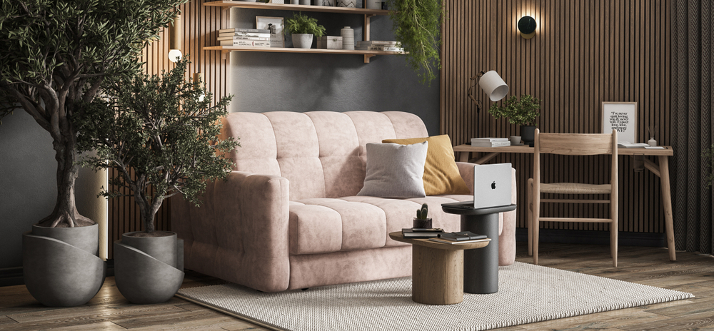 Диван Босс Слип 140 Велюр Роял пион