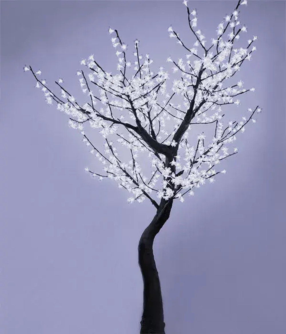 Светодиодная флористика дерево Сакура 2.5 м., 220V, 800 холодных белых LED ламп, черный провод, Beauty Led (S10-250-W)