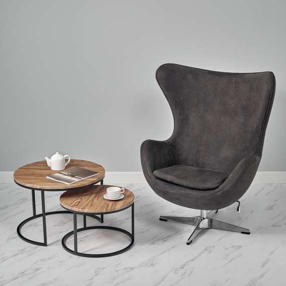 Кресло Egg серая искусственная замша