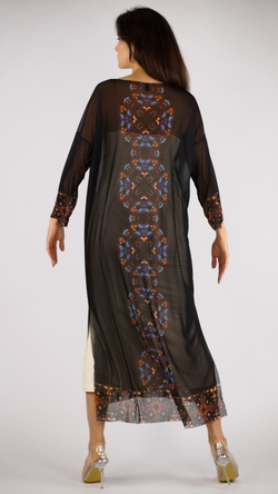 Платье-туника из сетки "Загадки скифов", принт по мотивам скифских татуировок, по материалам раскопок Пазырыкских курганов