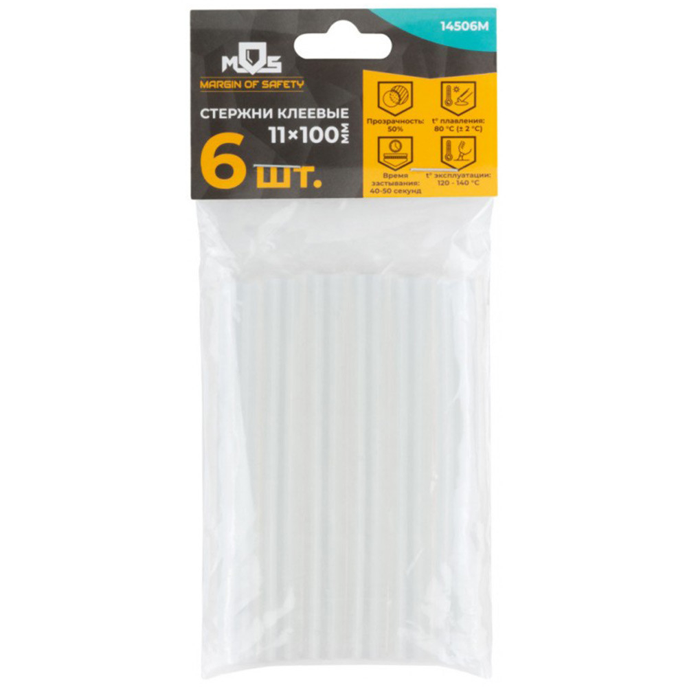 Стержни клеевые MOS 14515М 11x200 мм прозрачность 100% 6 шт