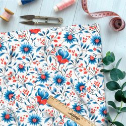 Ткань премиум дюспо фантазийные васильки