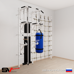Шведская стенка Sv Sport 59630 (Турник стандарт/Брусья/Стойка/Скамья/Канат/Трапеция/Цепь/Мешок 30кг/Канатный лаз)