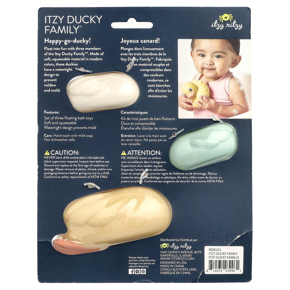 itzy ritzy, Itzy Ritzy Ducky Family™, игрушка для ванны, для детей от 6 месяцев, 3 шт.