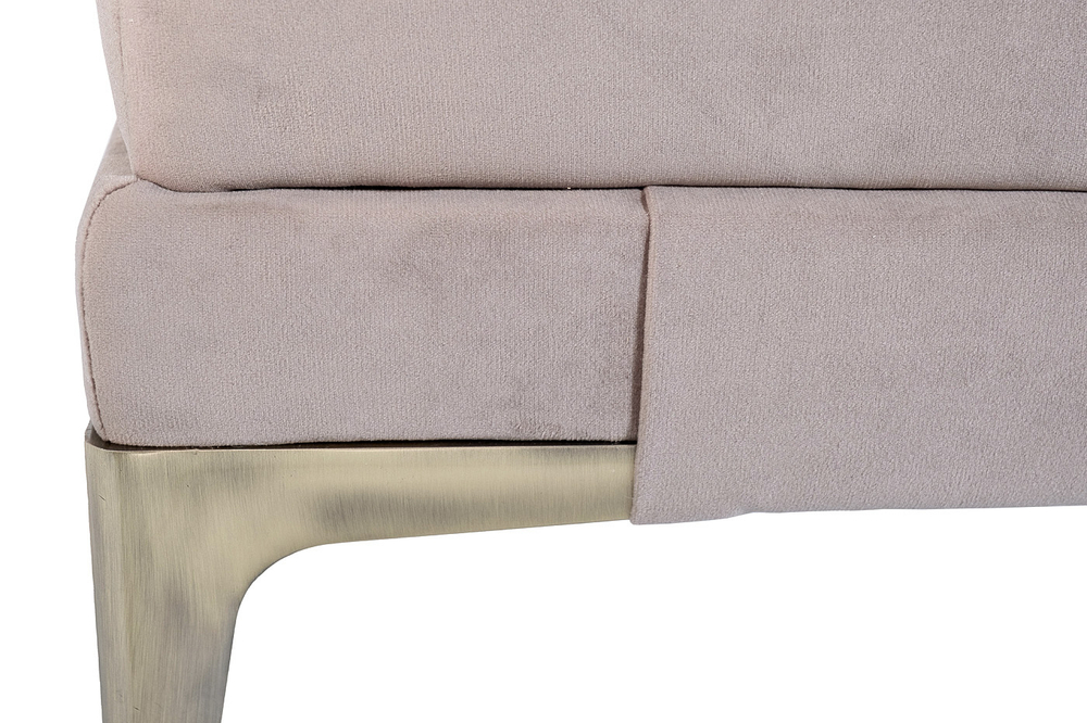 Банкетка велюровая Garda Decor Prima серо-бежевая на металлических опорах