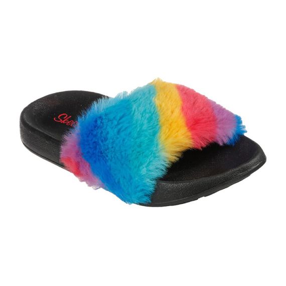 Skechers Sunny Slides-Fuzzy Steps 'Black'