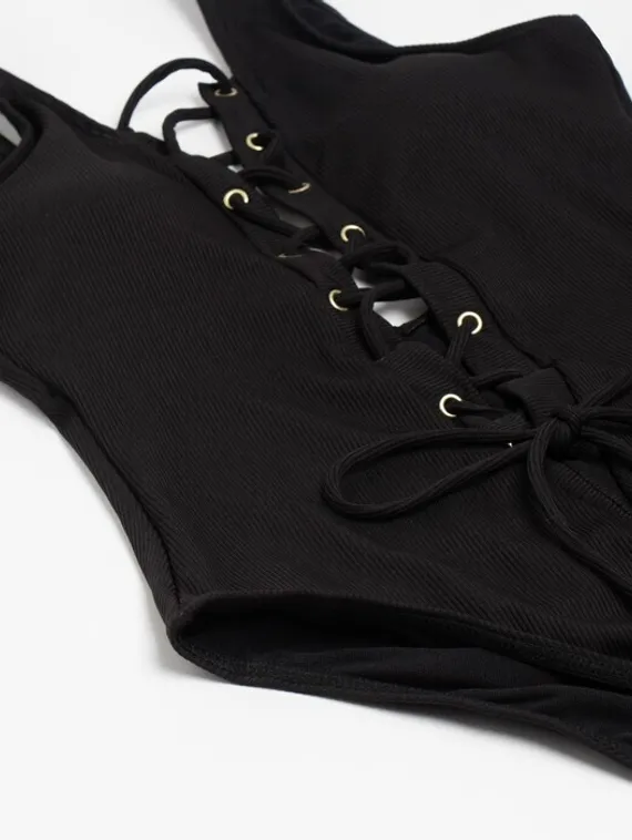 Купальник женский слитный MINAKU однотонный, цвет чёрный, размер 48