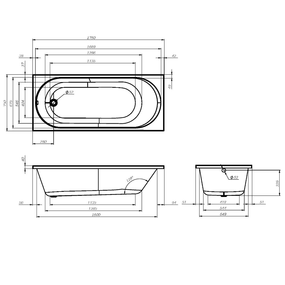 Ванна акриловая, 175х75 см AM.PM X-Joy W94A-175-075W-A