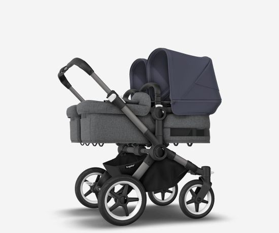 Коляска для двойни 2 в 1 Bugaboo Donkey 5 Twin Stormy blue/Grey melange/Graphite