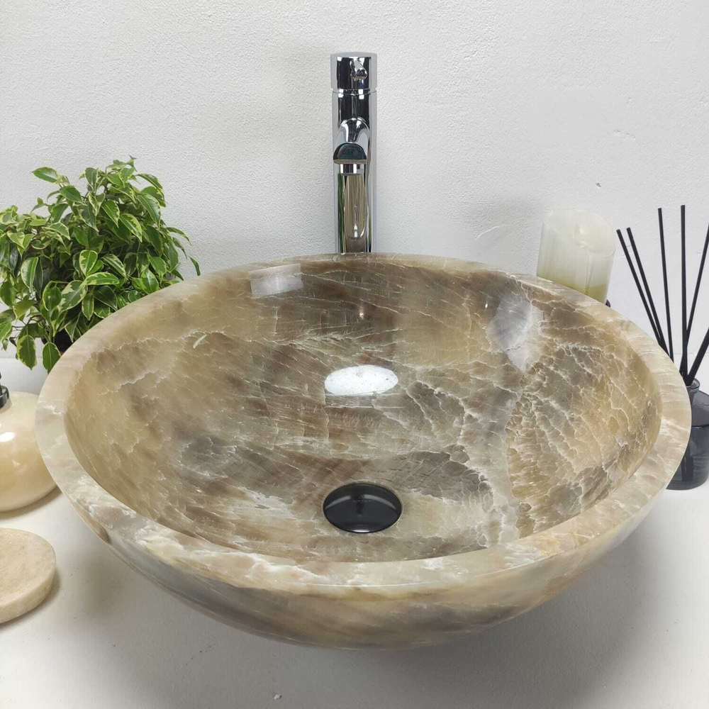 Каменная раковина из оникса Bowl Grey Medium TinLip BO-00965 (45*45*17)