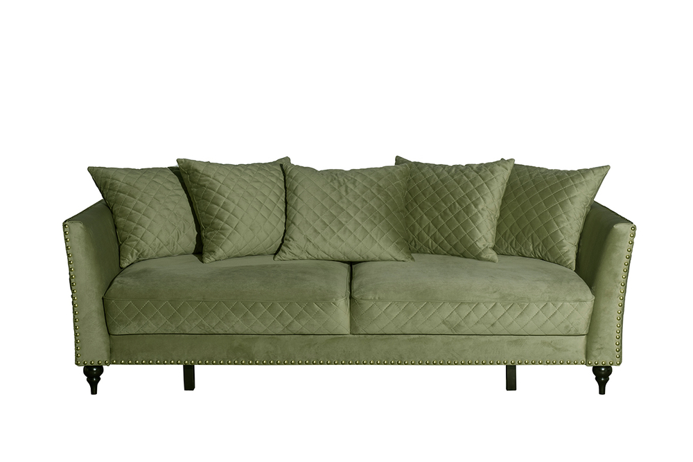 Диван Garda Decor Сорренто (Sorrento) 230M трехм.раск,велюр оливковый Colt1002-OLIV 230*101*86