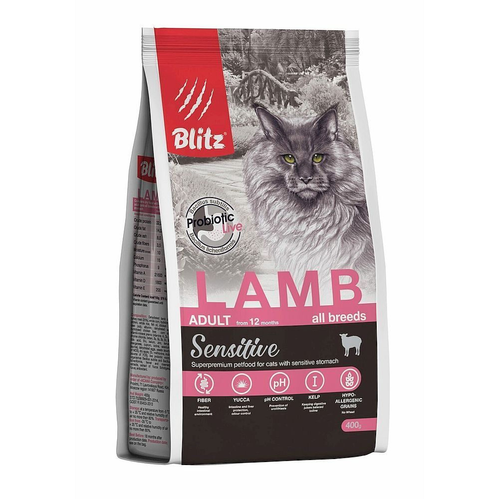BLITZ 400г ADULT CATS LAMB /сухой корм для взрослых  кошек с Ягненком/