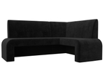 Диван кухонный угловой Кармен правый угол, Черный, Велюр, 126133