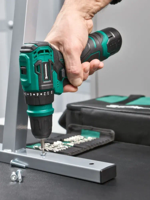 ROKODIL / Бесщеточный аккумуляторный шуруповерт 12В 36Нм 1АКБ / Rokodil Twist 2 Air (set 1), блокировка шпинделя, металлический патрон, кейс, оснастка в комплекте