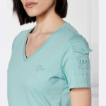 Футболка жен. AERONAUTICA 2244 бирюза вырез V