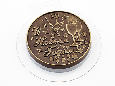 Пластиковая форма для шоколада "Медаль Новогодняя №2"