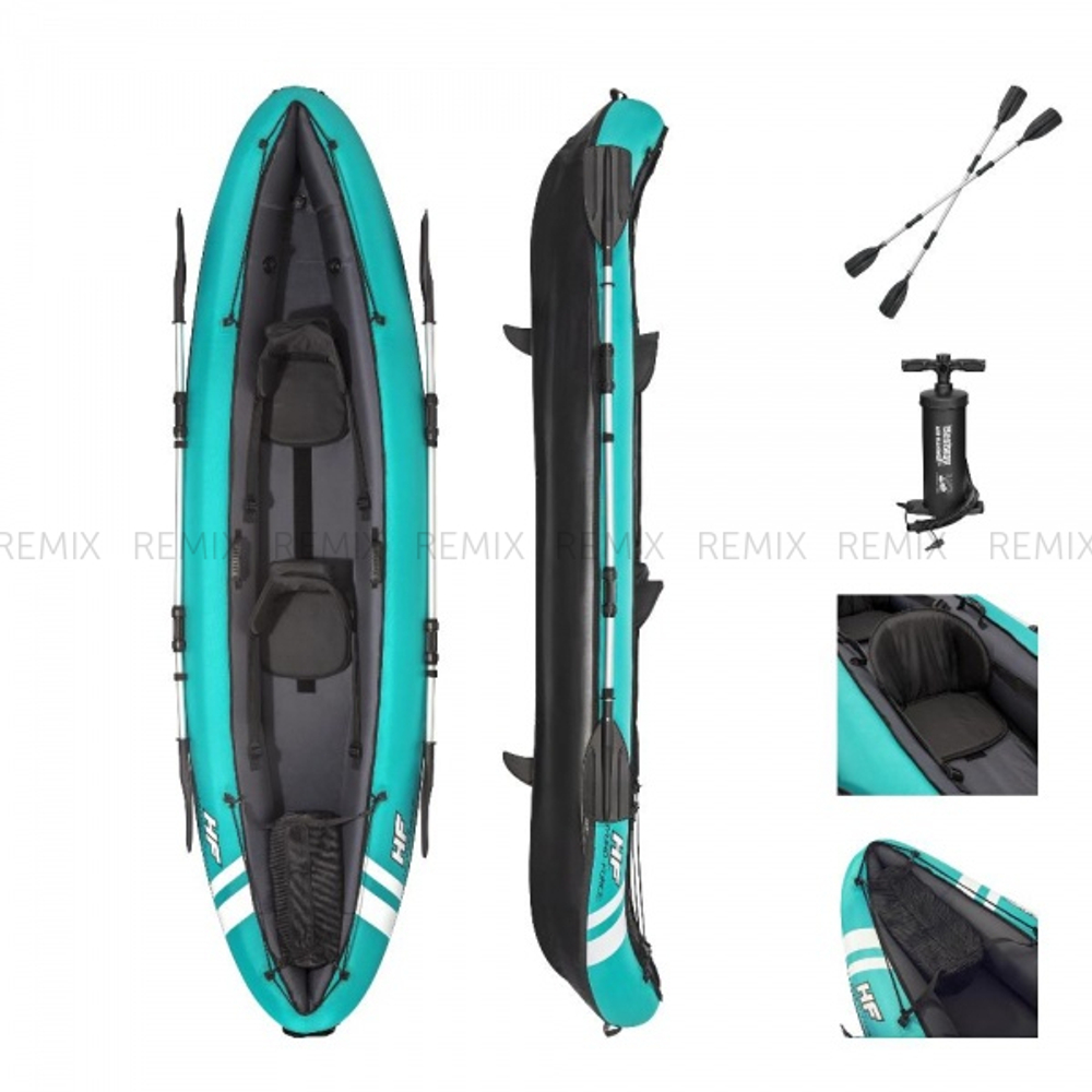 Надувная байдарка Bestway №65052 "Ventura X2" 330*86см, алюм.вёсла 218см, насос 62086, до 200кг