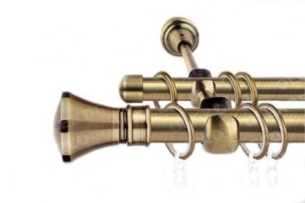 Карниз кованый для штор Колозео d25/16 мм двухрядный, цвет антик