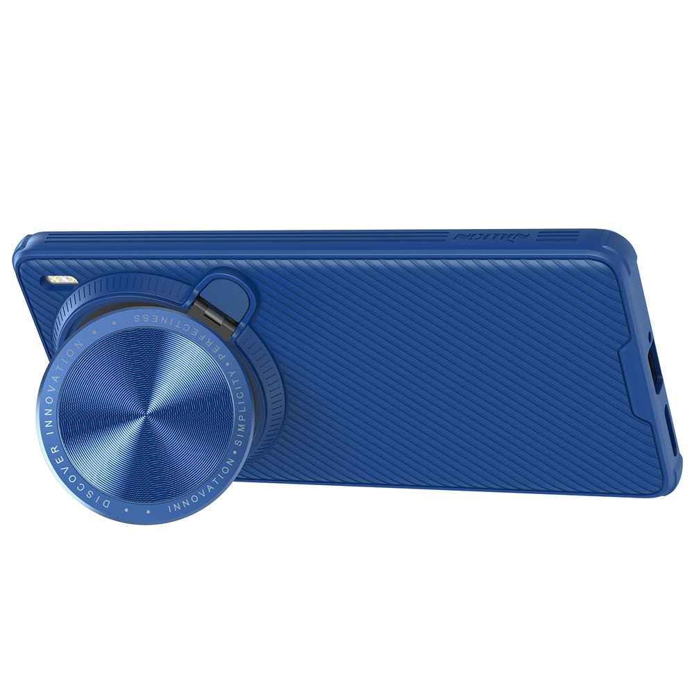 Чехол синего цвета усиленный с откидной защитной крышкой для камеры на Vivo X100 Pro от Nillkin, серия CamShield Prop Case
