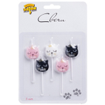 Свечи на пиках «Котенок принцесса», объёмные фигурки 5 шт