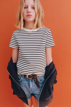 ZARA ФУТБОЛКА ИЗ ИНТЕРЛОКА В ПОЛОСКУ, ПОЛОСКИ