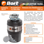 Измельчитель пищевых отходов BORT Alligator Max