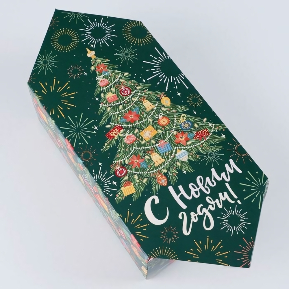Коробка‒конфета подарочная 14х22х8 «Новогодняя ёлка» (Дарите счастье)