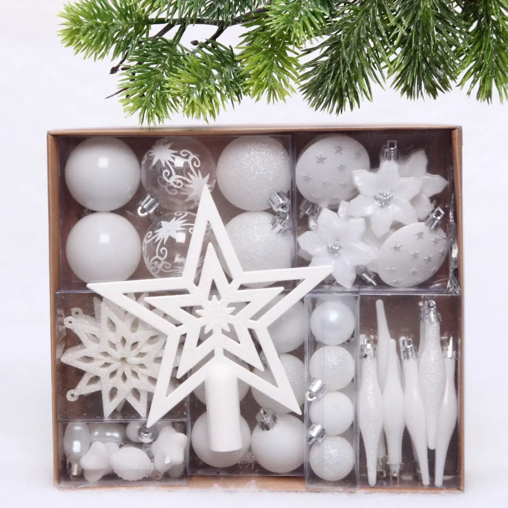 Набор ёлочных украшений «Сказочная зима» 45 предметов, Белый