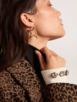 Star antique gold color pendant earrings